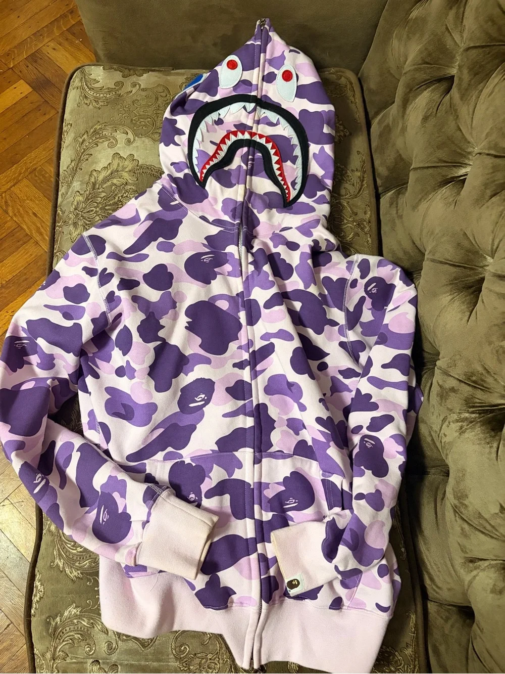 Bape light Purple Camo Shark Full-Zip Hoodie